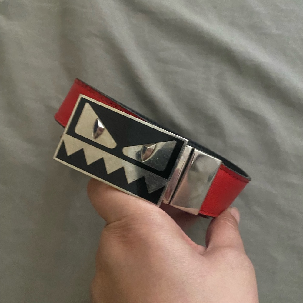 Red and Black Belt with Silver Accents